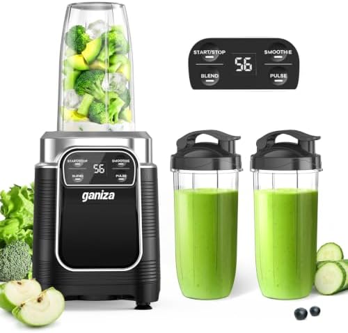 Ganiza Smoothie Blender Auto Program, 1000W Peak Personal Kitchen Blenders by Ganiza