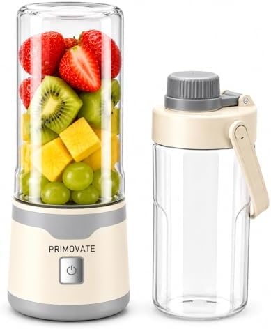 Portable Blender 2026 Model, 450ML, 18-Blade Powerful Smoothie Maker, USB Type-C Rechargeable, Ice Crushing Personal, 1500mAh Battery, 60W Motor, Travel Blender with Extra Jar & Lid by PRIMOVATE