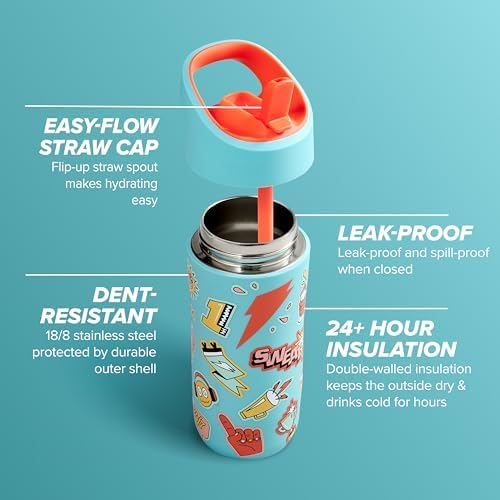 Kids' Rookie Metal Water Bottle, 12oz, Stainless Steel Bottle, Double-Wall Insulation, Vacuum Insulated, Thermo Mug
