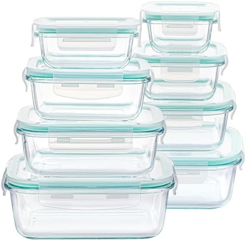 8 Pack Glass Food Storage Containers with Lids Green