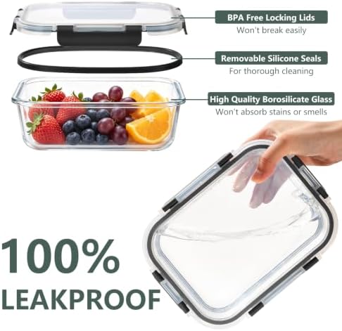 30Pack Glass Meal Prep Containers with Lids Set