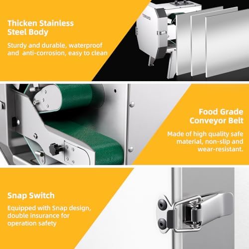 Commercial Vegetable Chopper, Electric Vegetable Cutter 450LBS/H Production, Stainless Steel Onion Chopper with Upgrade Removable Belts & Blades, 2-20mm Adjustable Thickness, 110V
