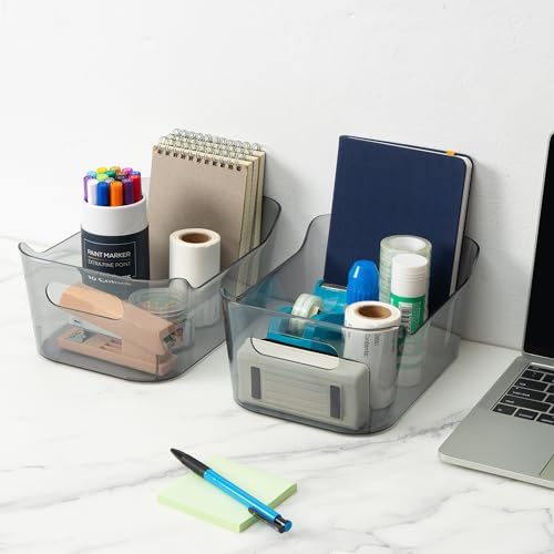 8 Pack Plastic Storage Bins, Clear Pantry Organizers and Storage Containers, Multi-Use Organizer Bins for Kitchen, Bathroom, Office, Shelf, Fridge, Home Edit and Cabinet Organizers