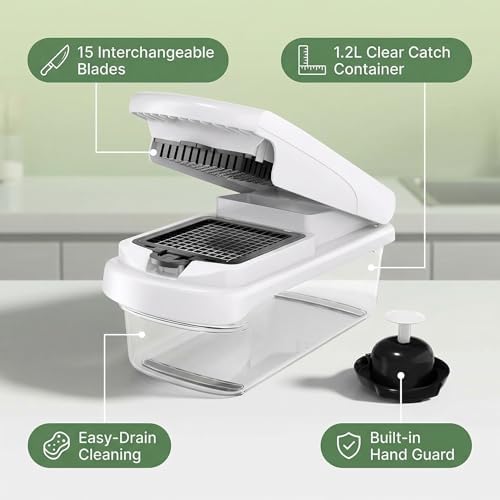 Vegetable Chopper 15 in 1 with Container – Mandoline Slicer, Onion Chopper Dicer, Food Chopper, Cheese Grater & Veggie Slicer for Kitchen Meal Prep | KIOOM - Image 2
