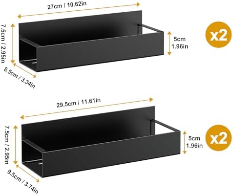 4 Pack Moveable Fridge Magnetic Spice Racks,Metal Black