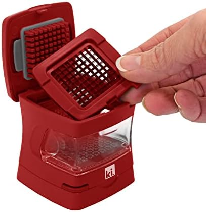 Garlic-A-Peel Garlic Press, Crusher, Cutter, Mincer, and Storage Container - Includes Silicone Garlic Peeler - Easy to Clean - Stainless Steel Blades – (Red), standard - Image 5
