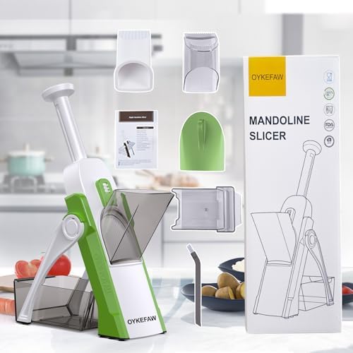 Safe Mandoline Slicer for Kitchen, 5 in 1 Vegetable Food Chopper, Potato French Fry Cutter, Fruit Slicer, Adjustable Thickness 0.1-8 mm, Kitchen Chopping Artifact Fast Meal Prep - Image 5