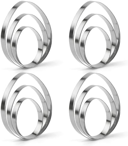 12 Pieces Easter Egg Cookie Cutter Set, Stainless Steel Egg Shaped Cookie Cutters, 3”, 4”, 5” by NACIMAX