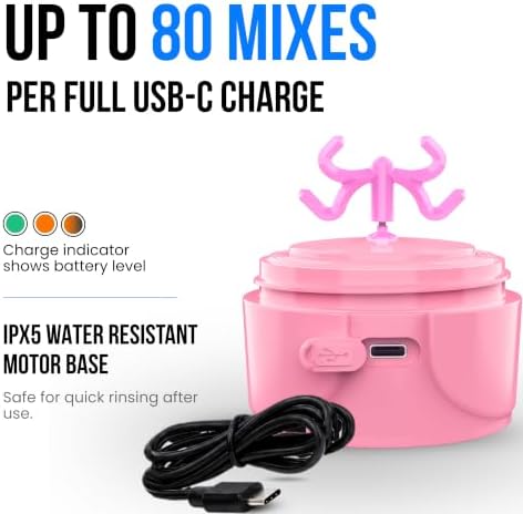 VELOMIX 24oz Electric Protein Shaker Bottle for Protein Mixes, Pink - Image 5
