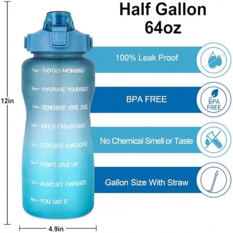 64oz Water Bottle with Time Marker