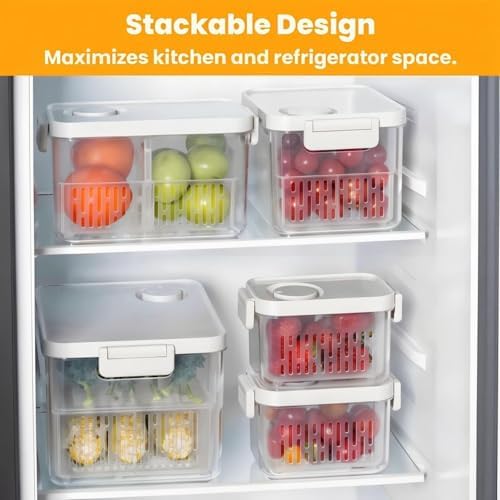 Dishwasher Safe Berry Keeper, Produce Saver, Clear Fruit Containers, BPA-Free Lettuce Keeper, Strawberry Container Keep Food Fresh, 3.8 Cup