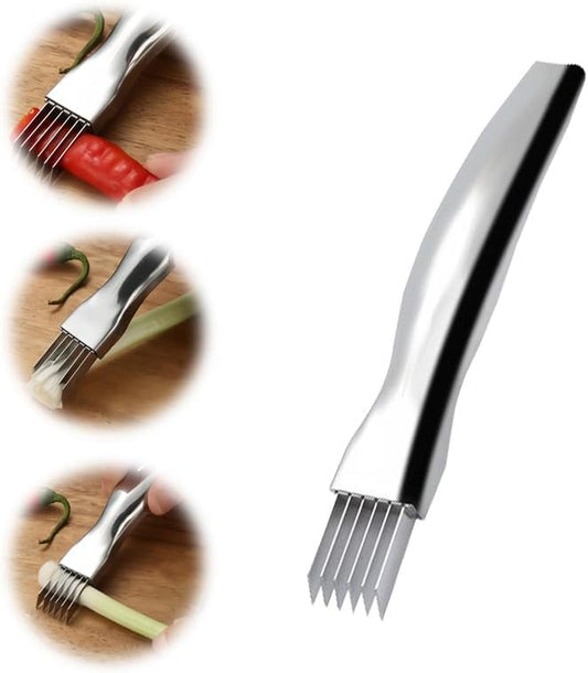 Shred Silk The Knife, 2024 New Stainless Steel Chopped Green Onion Knife, Food Speedy Chopper, Sharp Scallion Shredding Cutter, Kitchen Vegetable Cutter Household Multifunctional Food Slicer(1pcs)