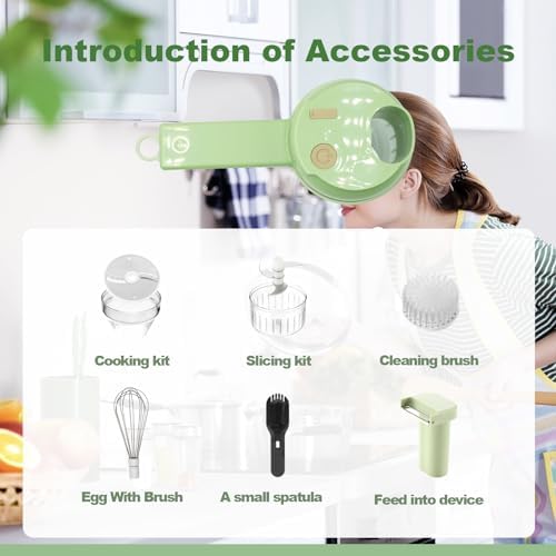 Multi-Functional Portable Wireless Vegetable Processor Electric 4-in-1 Vegetable Cutter Set, Easy to Charge, for Garlic, Chili, Celery, Meat, With Cleaning Brush, With Egg and Cream Whisk. - Image 5
