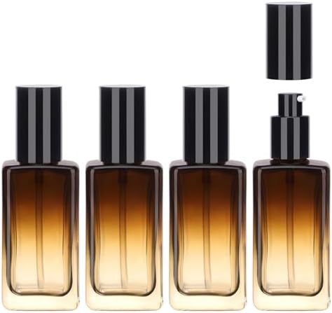 Segbeauty 3.38oz Glass Lotion Dispenser with Pump, 4 Pack Gradient Brown Refillable Cosmetic Containers 100ml Lotion Bottle Travel Size with Pump Empty Container Glass Travel Bottles for Toiletries by Segbeauty