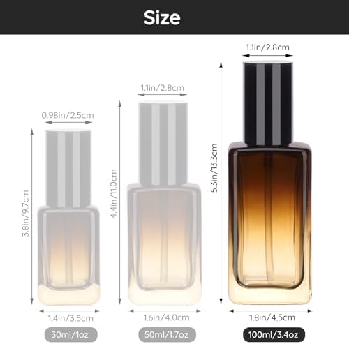 Segbeauty 3.38oz Glass Lotion Dispenser with Pump, 4 Pack Gradient Brown Refillable Cosmetic Containers 100ml Lotion Bottle Travel Size with Pump Empty Container Glass Travel Bottles for Toiletries - Image 4