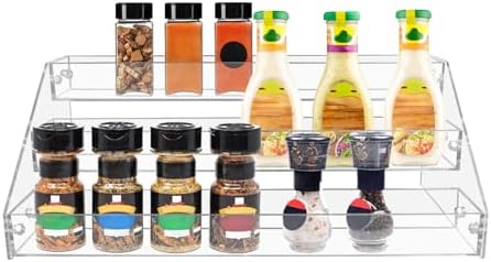 3-Tier Clear Acrylic Spice Rack Organizer for Cabinet Countertop