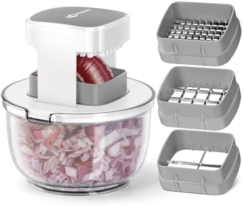 KEOUKE Vegetable Chopper Bowl Container, Three Blades, French Fry Cutter by KEOUKE