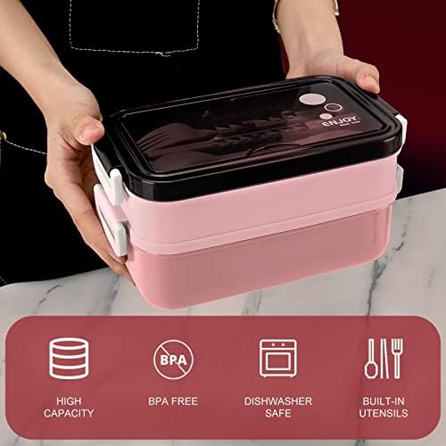 2-Tier Bento Lunch Box for Women & Adults with Insulated Lunch Bag