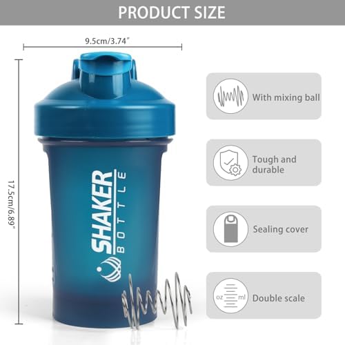 400ml Protein Shaker Bottle,Gym Small Shakes Cup with Mixing Ball - Image 2
