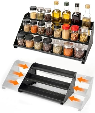 3-Tier Spice Rack Organizer, 13"-22" Expandable, Height Adjustable