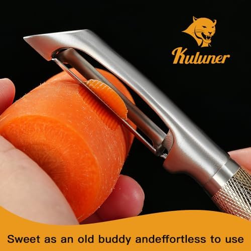 Luxury I-Type Vegetable Peeler – 24K Gold Plated Handle, 304 Stainless Steel Ultra Sharp Blade, Ideal for Potatoes, Apples, and Other Fruits & Vegetables
