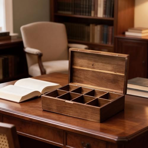 Acacia Wood Tea Bag Organizer with Compartments