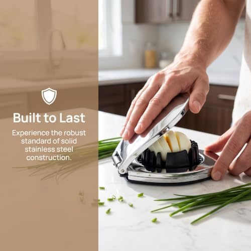 Professional Stainless Steel Egg Slicer - Heavy Duty Egg Cutter with Reinforced 304 Wires, 100% Dishwasher Safe, Rust-Proof Slicer for Boiled Eggs, Strawberries, and Mushrooms/Black - Image 3