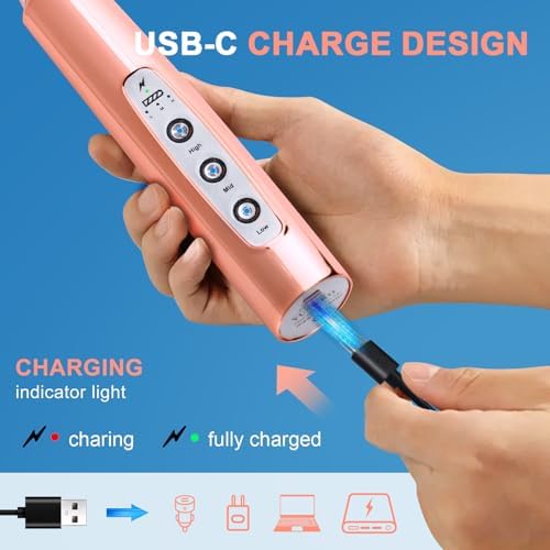 YUSWKO Handheld Milk Frother Wand for Coffee, Rechargeable Electric Whisk with 3 Heads 3 Speeds Drink Mixer Coffee Frother For Latte, Cappuccino, Hot Chocolate, Egg, Rose Gold with Holder - Image 2