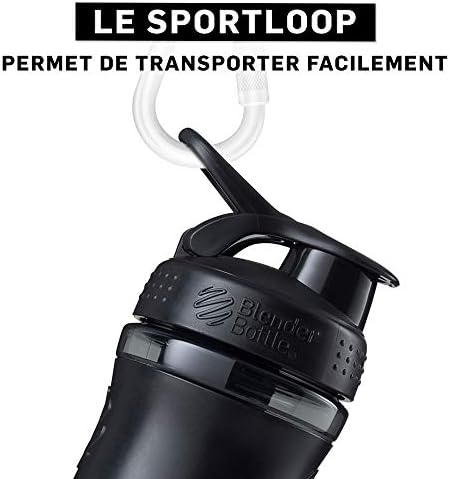 BlenderBottle SportMixer Tritan Grip Shaker Bottle, Transparent Black/Grey, 20-Ounce - Image 2
