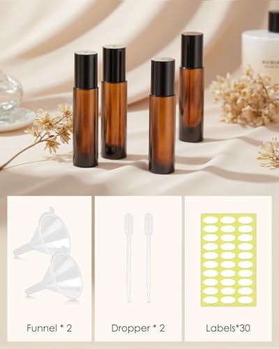 Essential Oil Roller Bottles - 25 Pack Refillable 10ml Glass Roller Bottles - Image 3