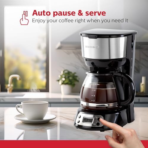 Holstein Housewares 5-Cup Programmable Coffee Maker, 25oz Drip Coffee Machine with Auto Brew Timer, Pause & Serve, Compact Design – Perfect for Home, Office & Dorm Use, Black - Image 6