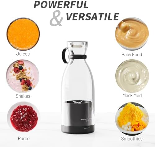 OTPEIR Portable Blender for Shakes and Smoothies with 11.83 Oz Travel Cup and Lid,Durable Stainless Steel Blades for Juice Blending Performance, Black - Image 5