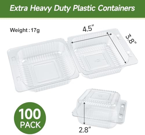 100 Pack Extra Heavy Duty Clear Slice Cake Carriers