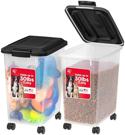 Dog Food Storage Container, 2-Pack, Up to 30 lbs, Black