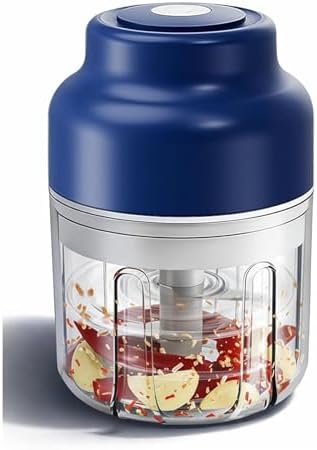 Mini Electric Garlic Chopper, 320ml, USB Rechargeable, 6 Stainless Steel Blades, for Onion, Chili, Ginger, Meat & Nuts by Fazipu