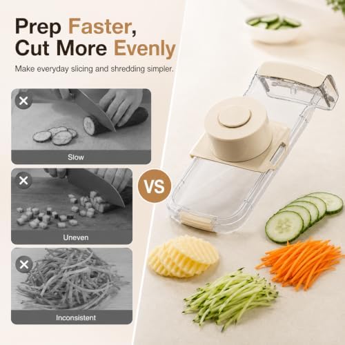 Mandoline Slicer, Vegetable Cutter, Container, Glove & Guard, 5-Blade - Image 3