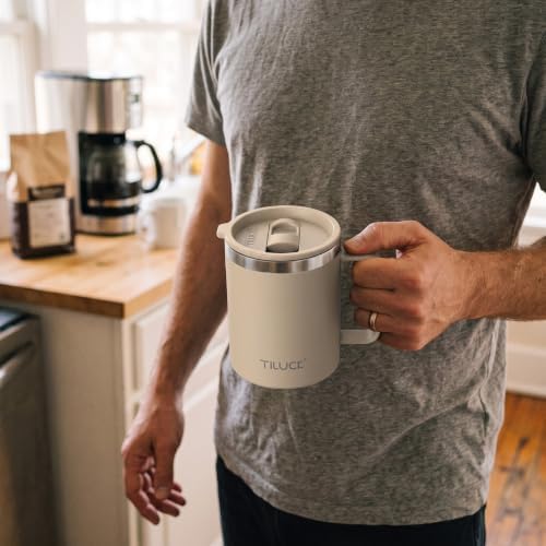 TILUCK 12 oz Insulated Coffee Mug with Lid and Handle - Image 5