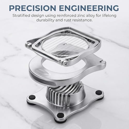 Professional Stainless Steel Egg Slicer - Heavy Duty Egg Cutter with Reinforced 304 Wires, 100% Dishwasher Safe, Rust-Proof Slicer for Boiled Eggs, Strawberries, and Mushrooms