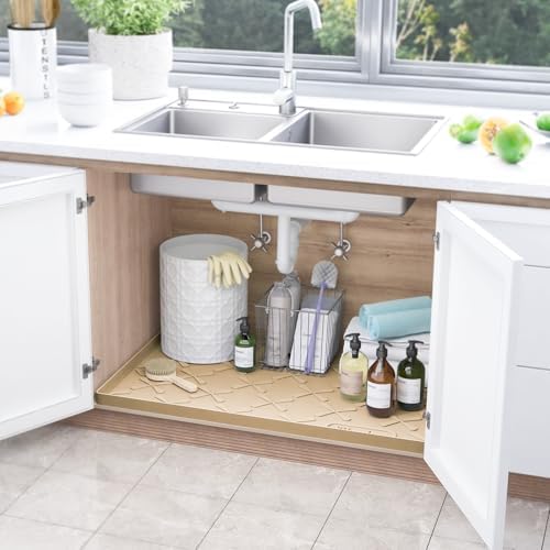 Waterproof Under Sink Mat 31" x 22" Kitchen Cabinet Liner Silicone