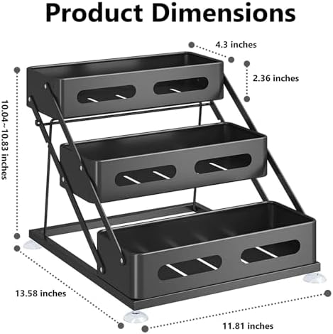 3 Tier Foldable Spice Rack, Black