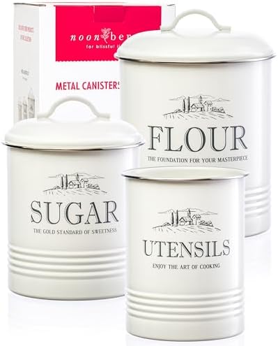 Kitchen Canisters for Countertop, 3-Piece Set with Utensil Holder