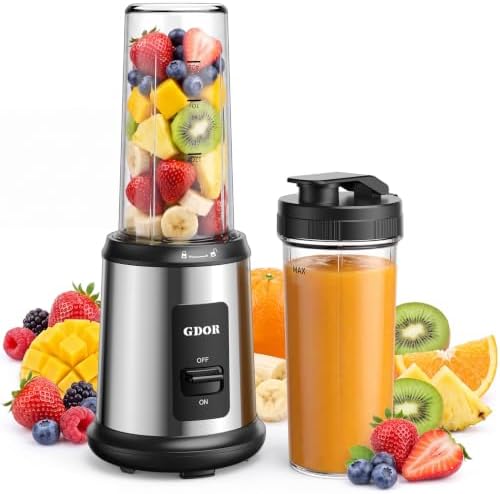 GDOR Personal Blender, 400W Smoothie Maker with 17.6oz Travel Cup, Silver by GDOR
