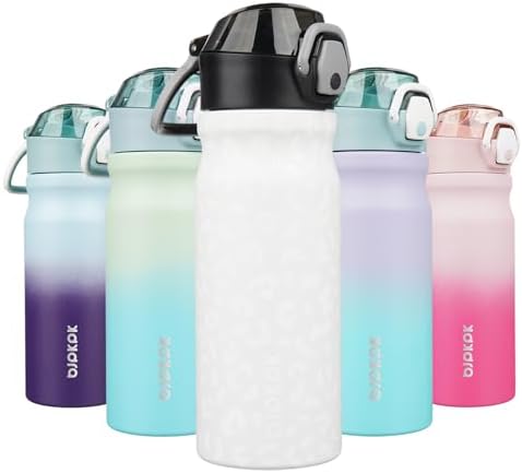 BJPKPK 18 oz Water Bottle with Straw & Handle, Insulated Stainless Flask by BJPKPK