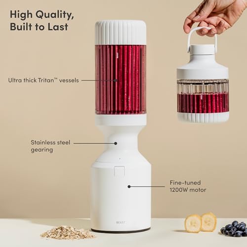 Beast Mega 1200 Plus Countertop Blender, XL Vessel, Cloud White, 1200W - Image 2