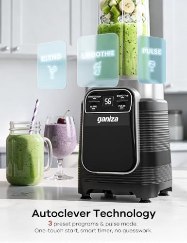 Ganiza Smoothie Blender Auto Program, 1000W Peak Personal Kitchen Blenders - Image 2