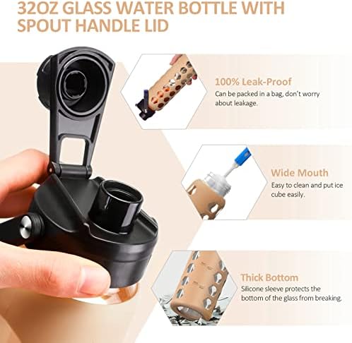 Glass Water Bottle, 32oz, Amber