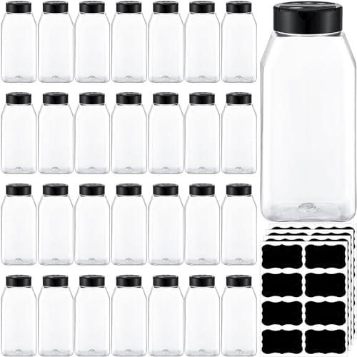28 Pack 16 oz Black Plastic Spice Jars with Cap