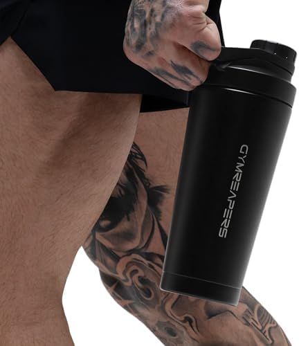 Gymreapers Stainless Steel Protein Shaker Bottle - Double Wall Insulated, Leak Proof, BPA-Free Metal Vacuum Blender Cup For Gym, Sports, Pre & Post-Workout Cold Hydration - 26 OZ (Black) - Image 7
