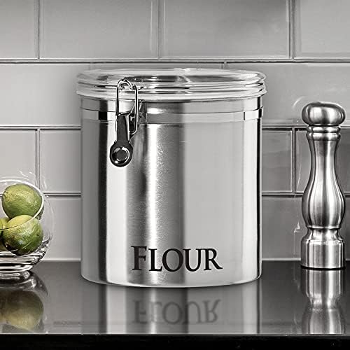 Oggi Jumbo 8" Stainless Steel Flour Clamp Canister - Flour & Food Storage