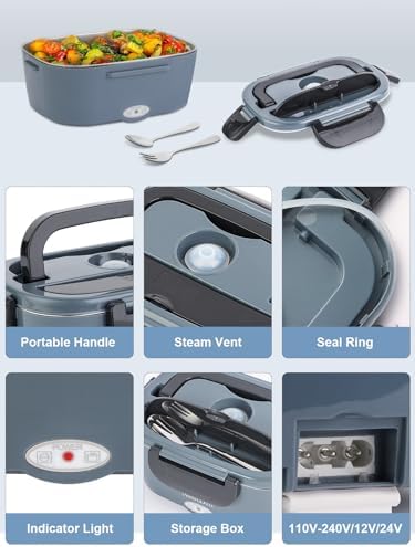 Electric Lunch Box,1.5L Heated Food Warmer, 80W Heating Box